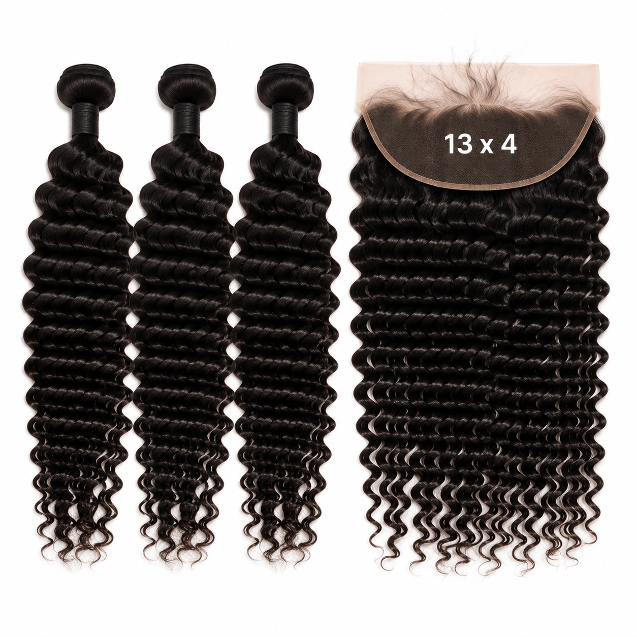 Brazilian Bundle Deals – Curly – 3 Bundles + 13×4 Frontal