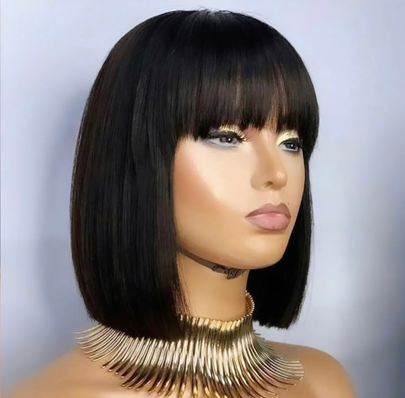 Peluca Bob Con Flequillo Natural De 16"