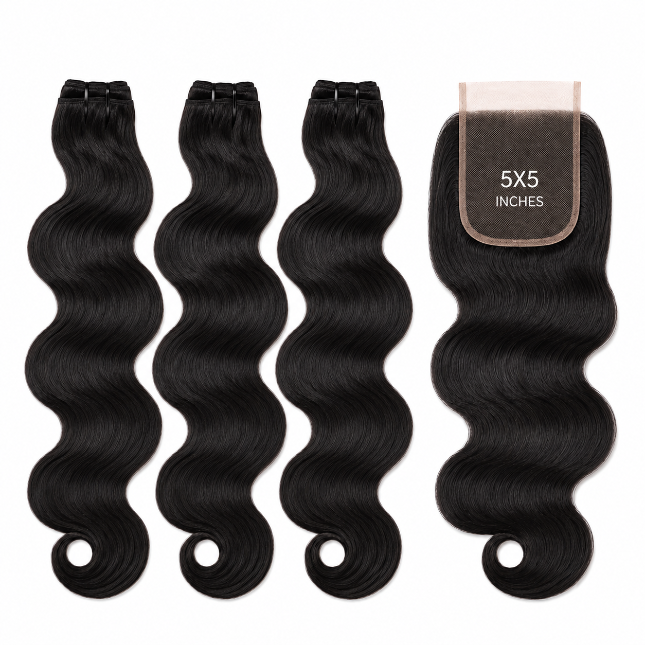 Brazilian Bundle Deals – Body Wave – 3 Bundles + 5×5 Closure