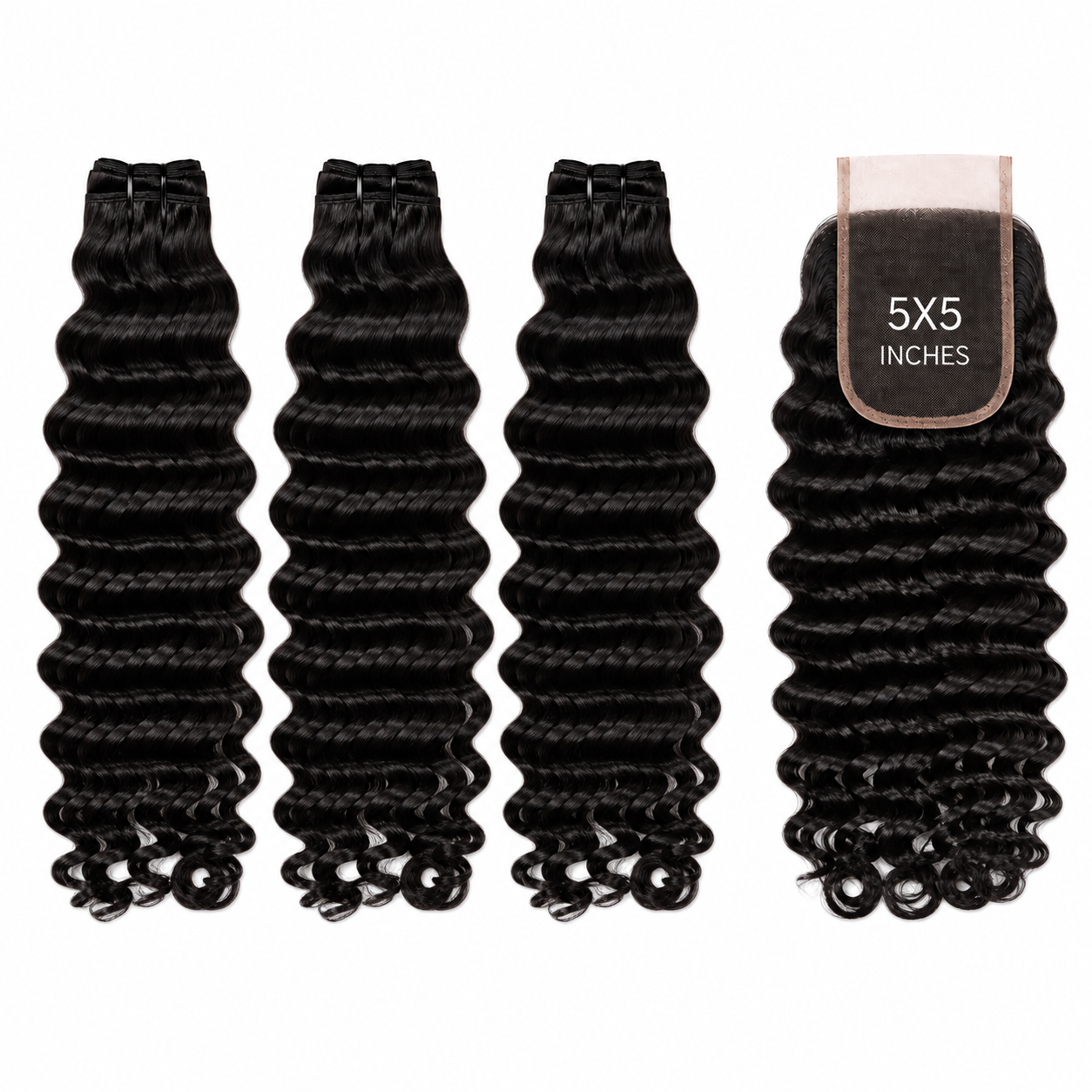 Brazilian Bundle Deals – Deep Wave – 3 Bundles + 5×5 Closure