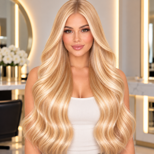 Caviar Exclusivo RAW Color Rubio Mixto 613 AA #27 Weft Hair Extensions 100 gramos